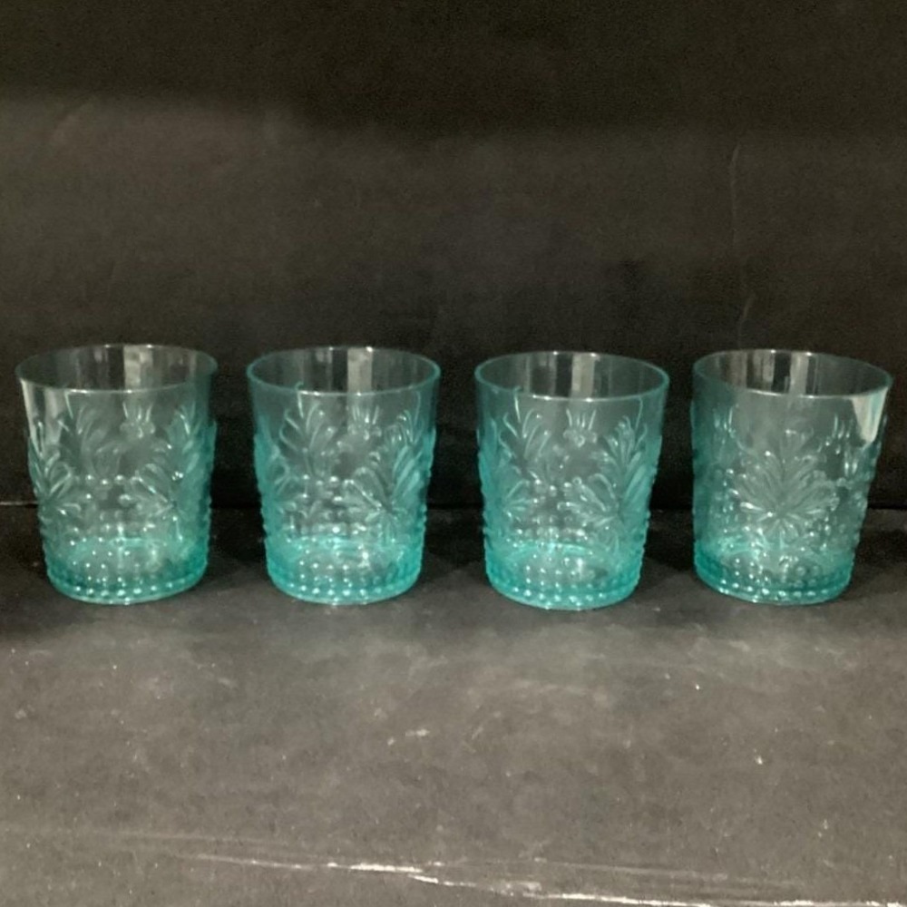 Pioneer Woman Sunny Days Set of Four 16 oz Acrylic Tumblers Teal Aqua